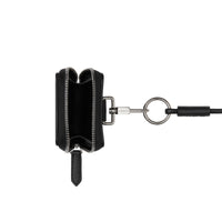 Porte-cartes en cuir grainé avec lanière - Black