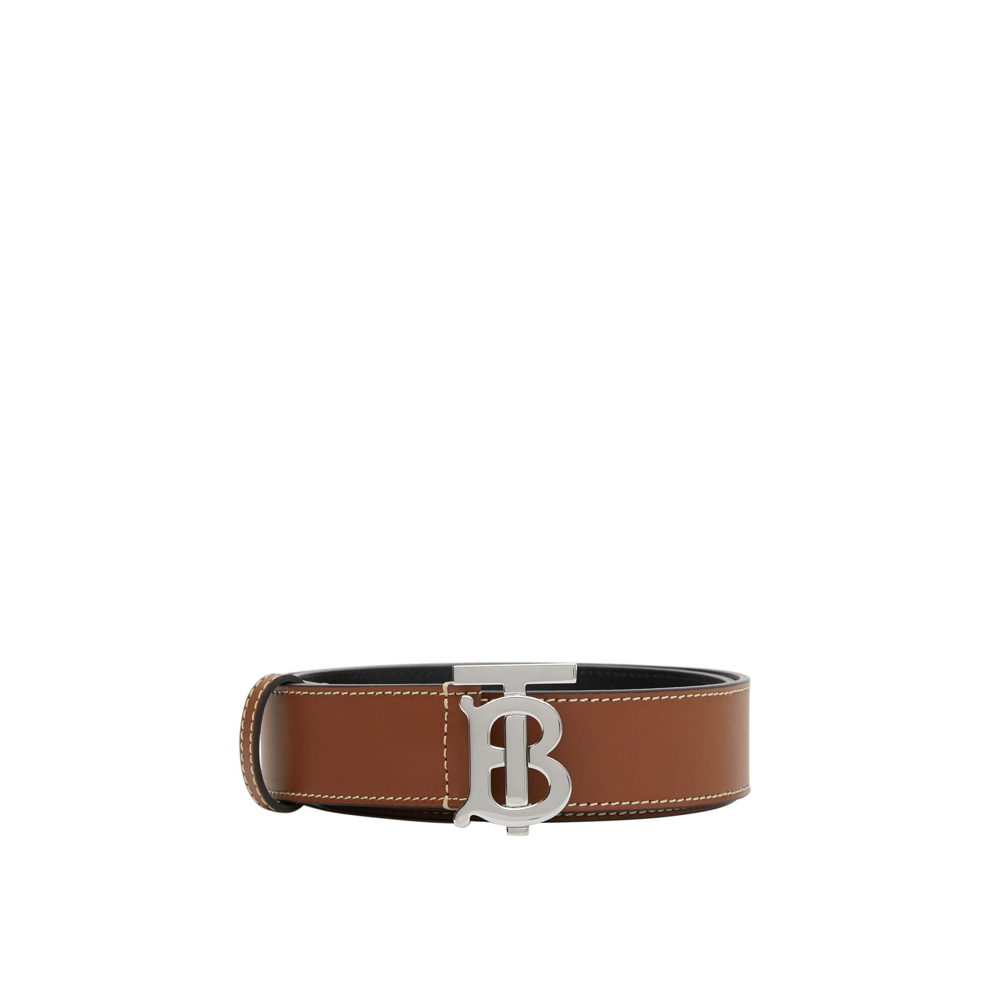 Ceinture en cuir surpiqué Monogram - Tan