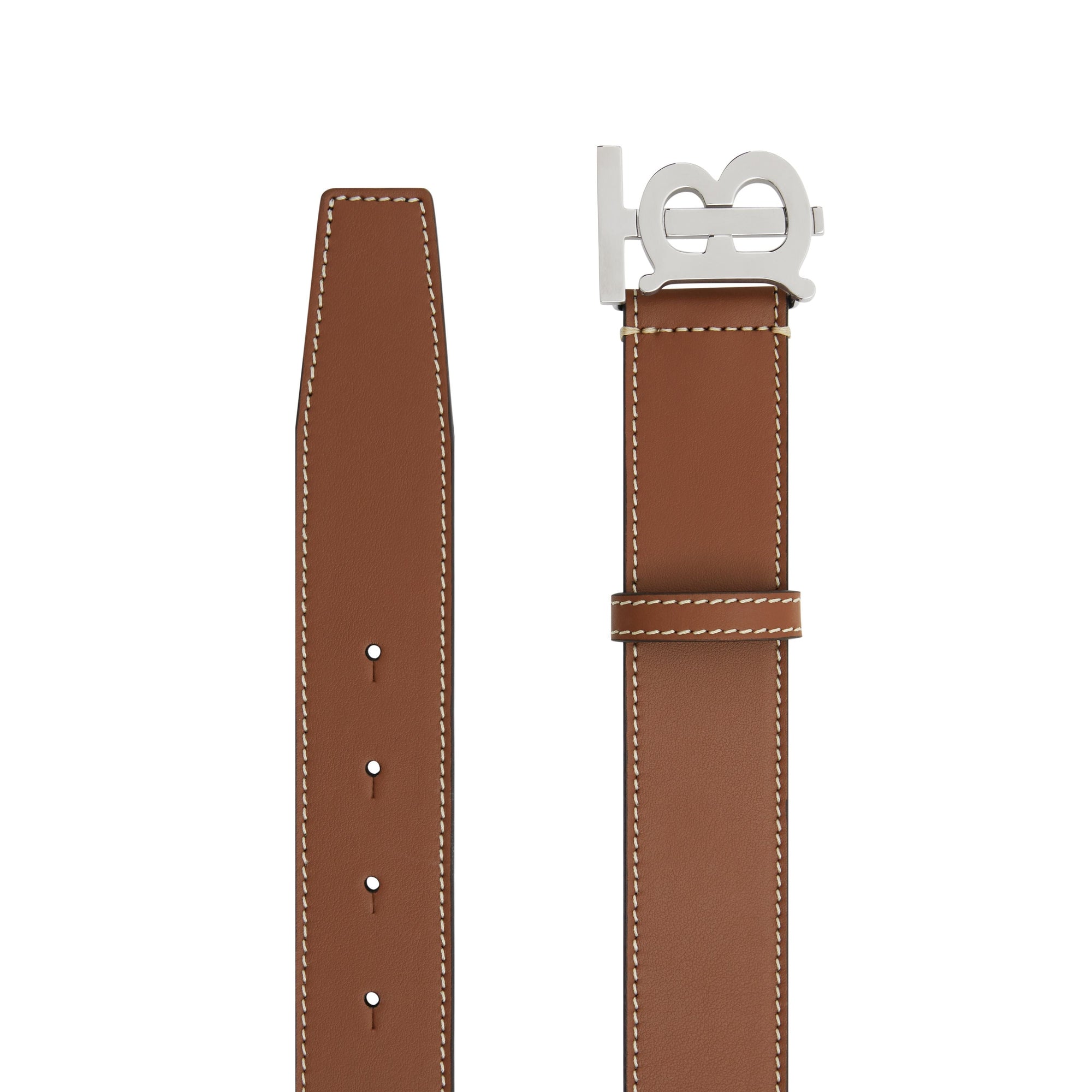 Ceinture en cuir surpiqué Monogram - Tan