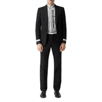 Pantalon de costume en laine avec cuir d'agneau - Black