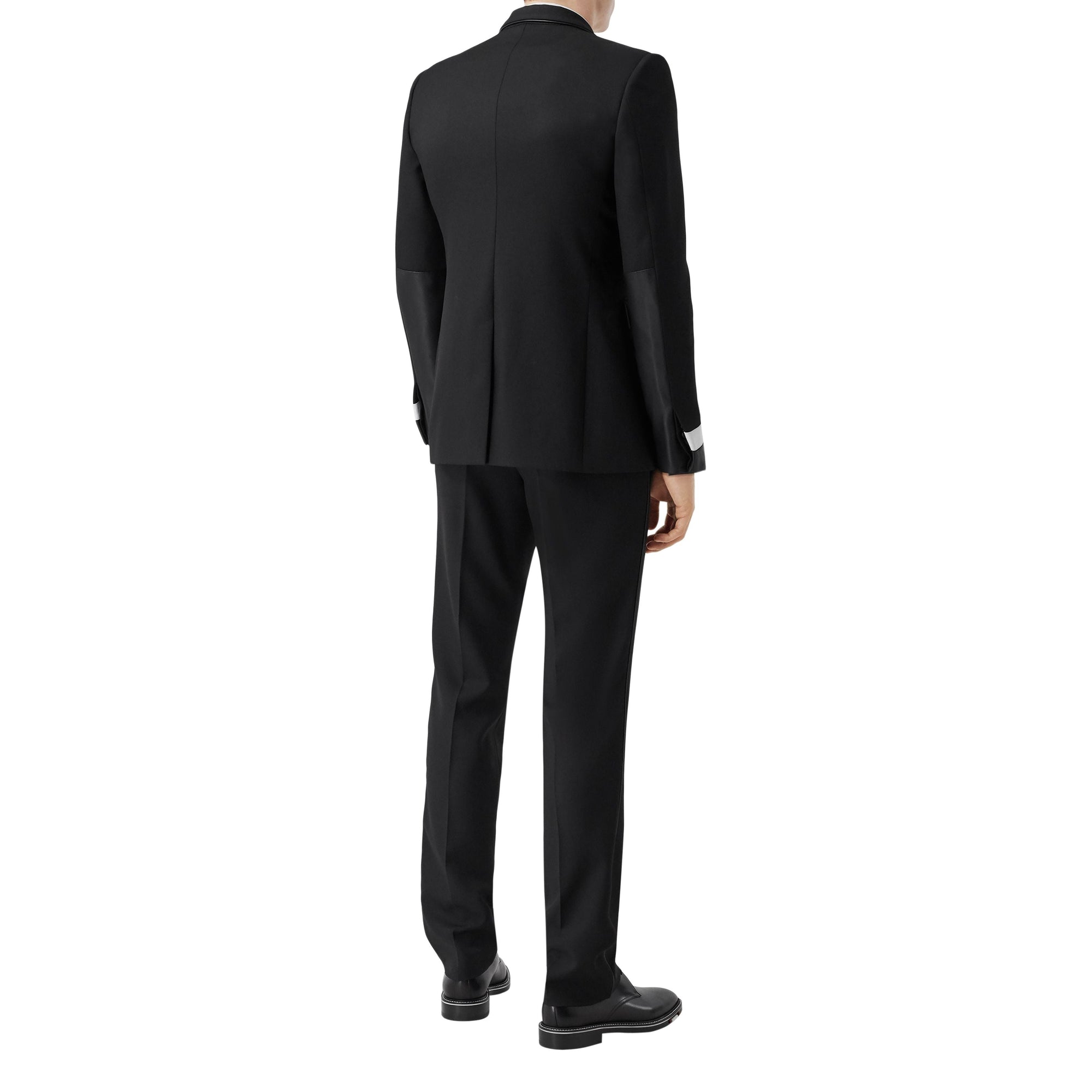 Pantalon de costume en laine avec cuir d'agneau - Black