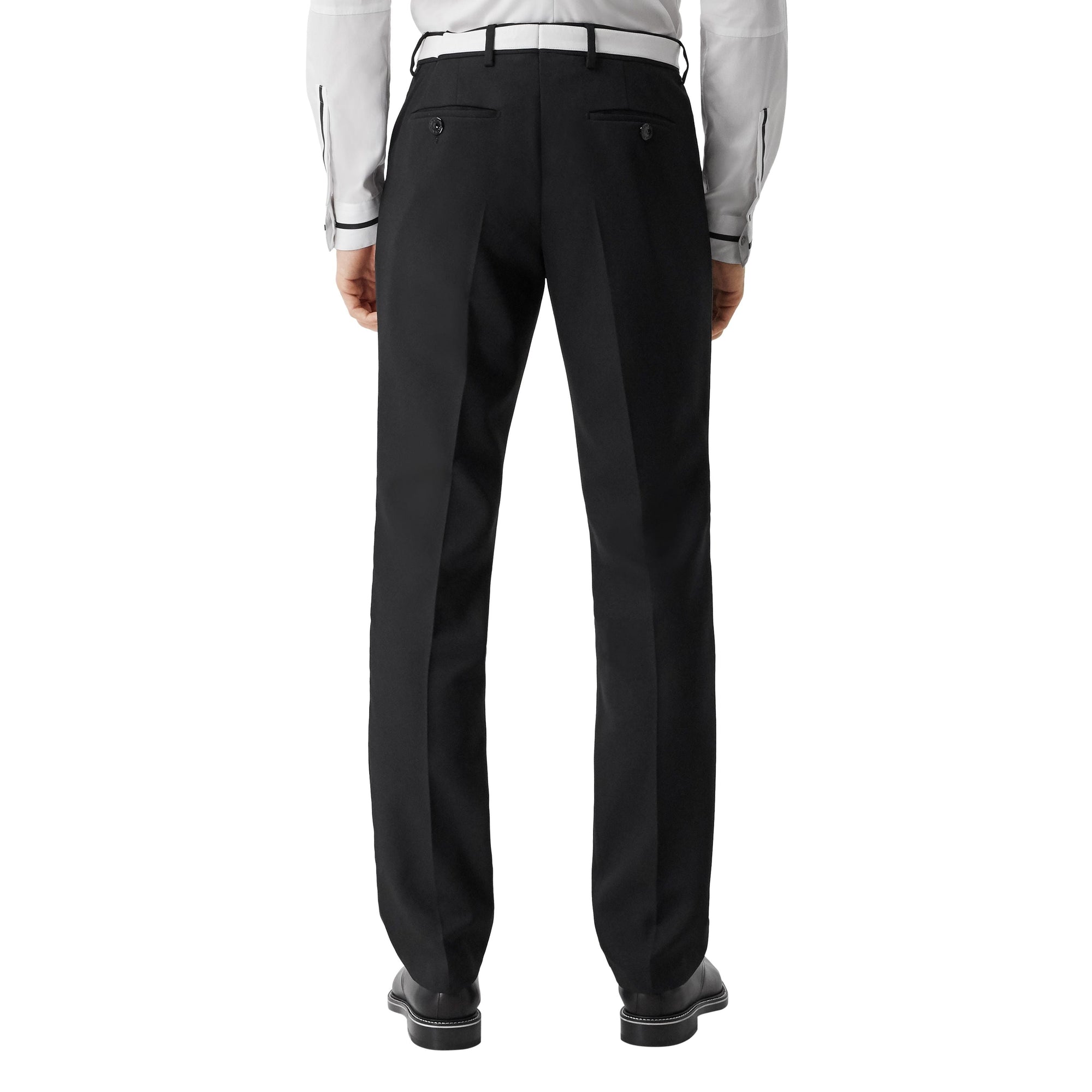 Pantalon de costume en laine avec cuir d'agneau - Black