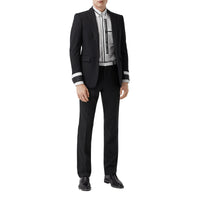 Pantalon de costume en laine avec cuir d'agneau - Black