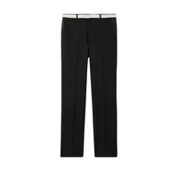 Pantalon de costume en laine avec cuir d'agneau - Black