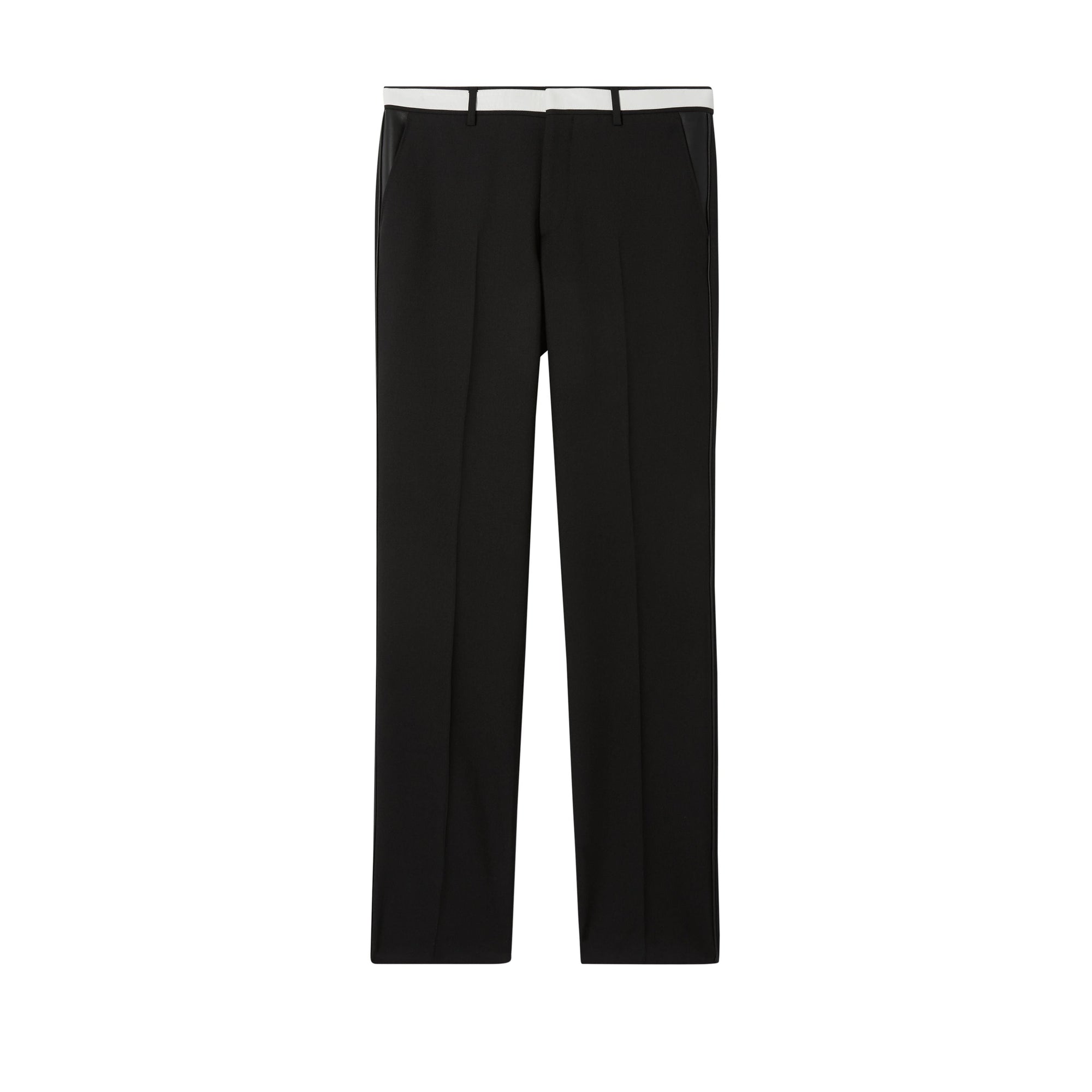 Pantalon de costume en laine avec cuir d'agneau - Black