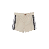 Short ajusté en coton rayé Monogram - Stone
