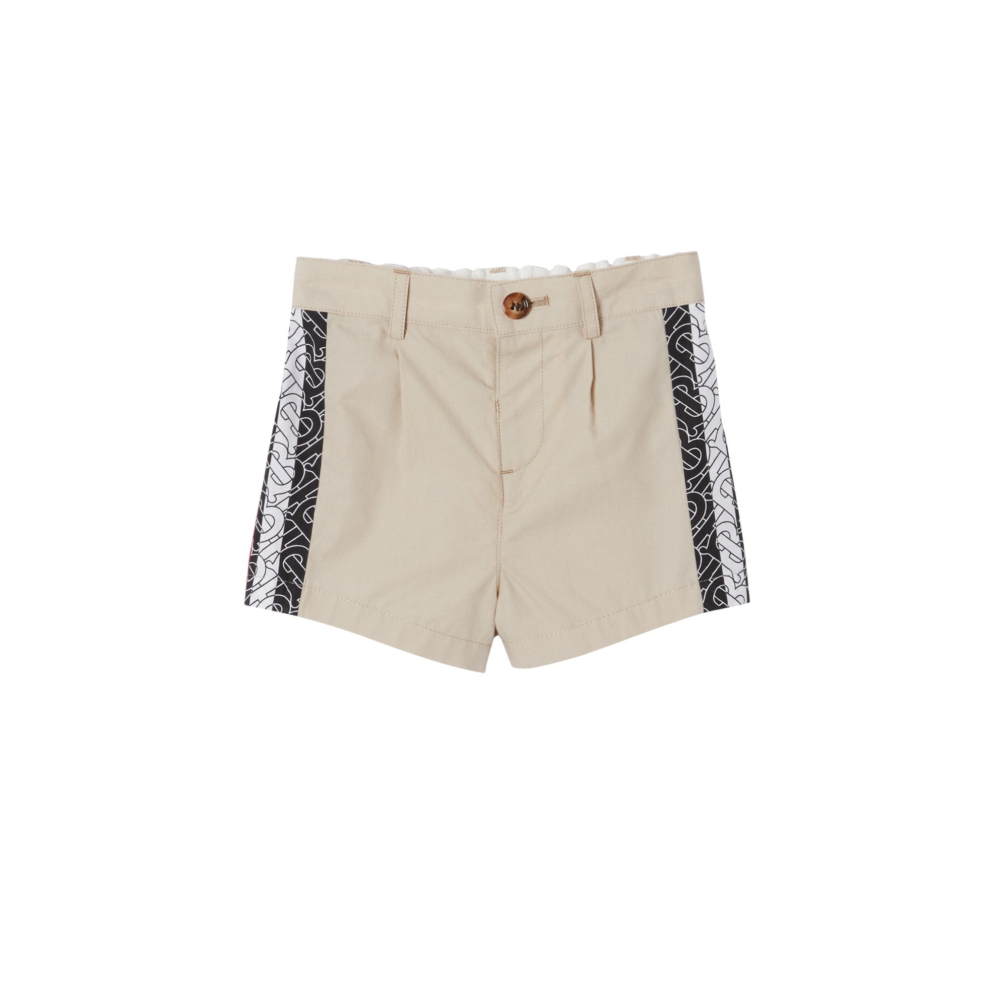 Short ajusté en coton rayé Monogram - Stone