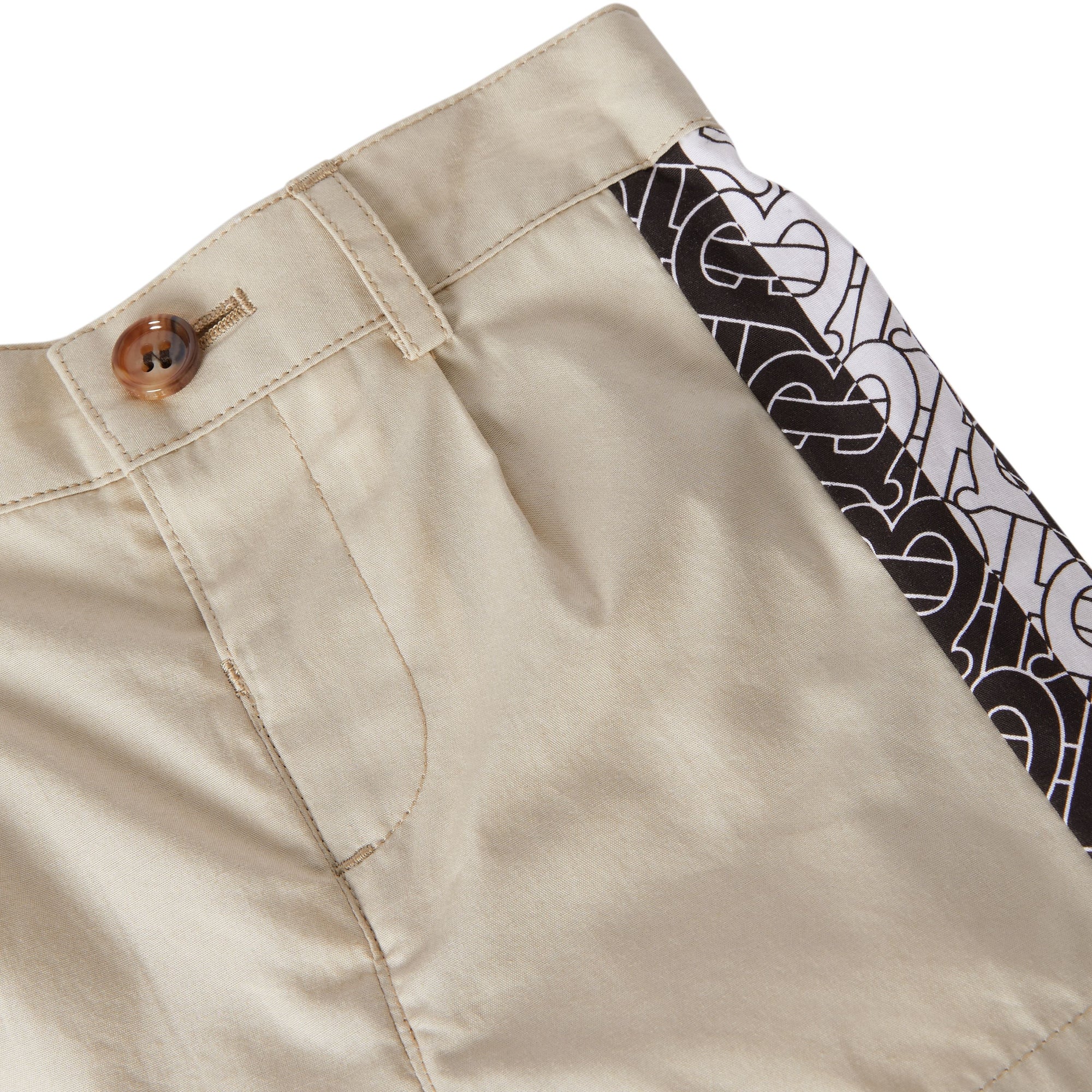 Short ajusté en coton rayé Monogram - Stone