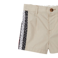 Short ajusté en coton rayé Monogram - Stone