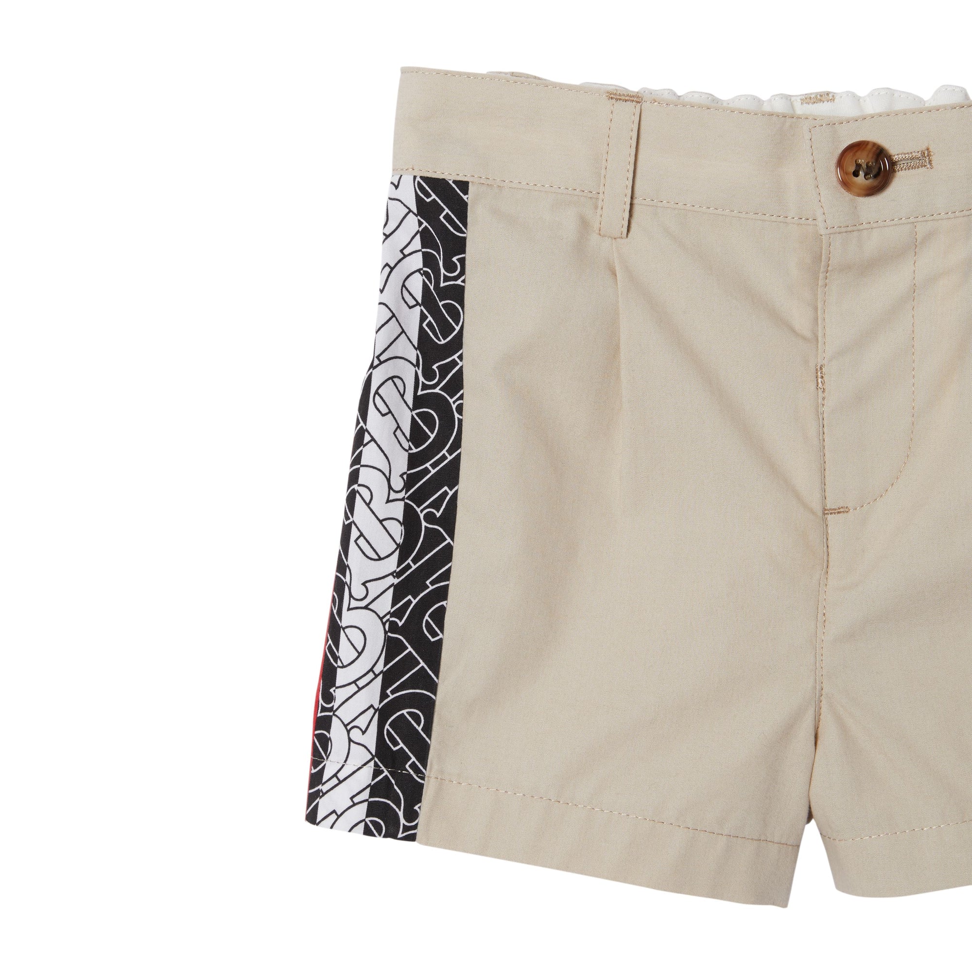 Short ajusté en coton rayé Monogram - Stone
