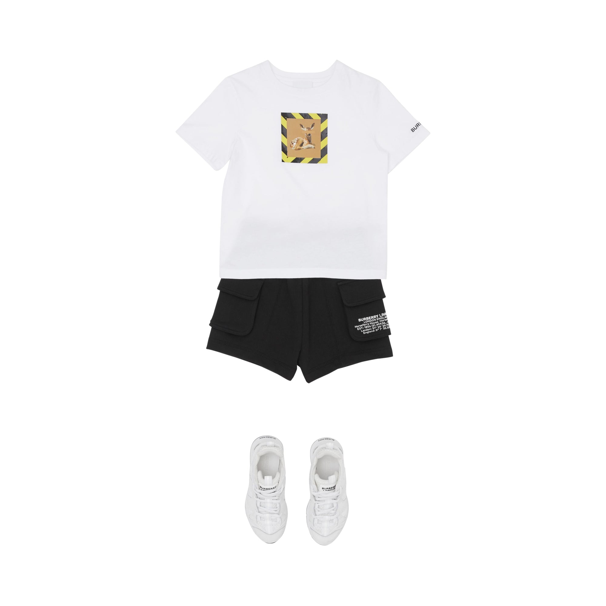 T-shirt en coton à imprimé daim - White
