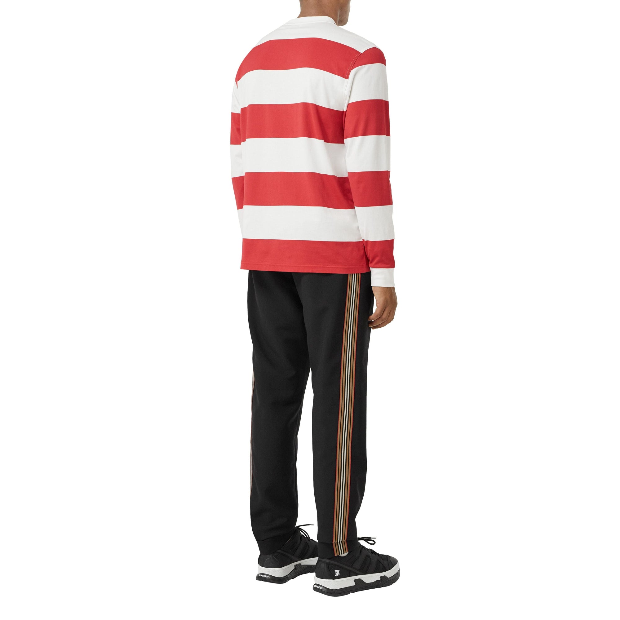 Pantalon de survêtement en laine et mohair à rayures iconiques - Black