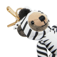 Porte-clés Thomas Bear en costume de zèbre en cachemire - Archive Beige
