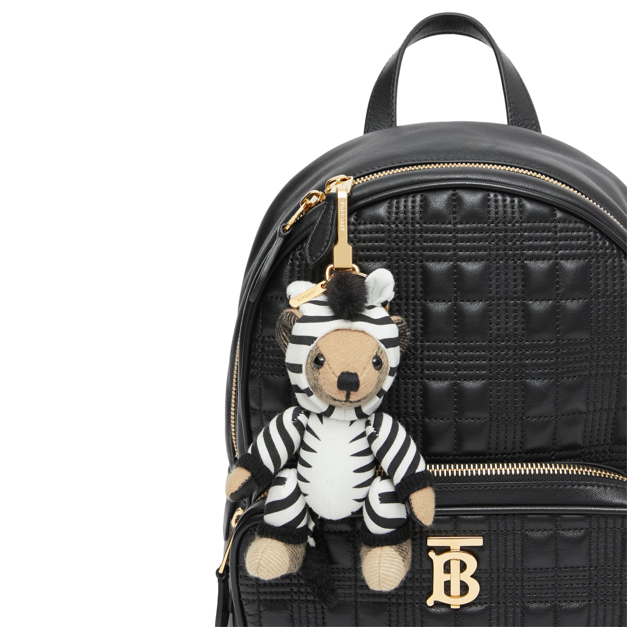 Porte-clés Thomas Bear en costume de zèbre en cachemire - Archive Beige