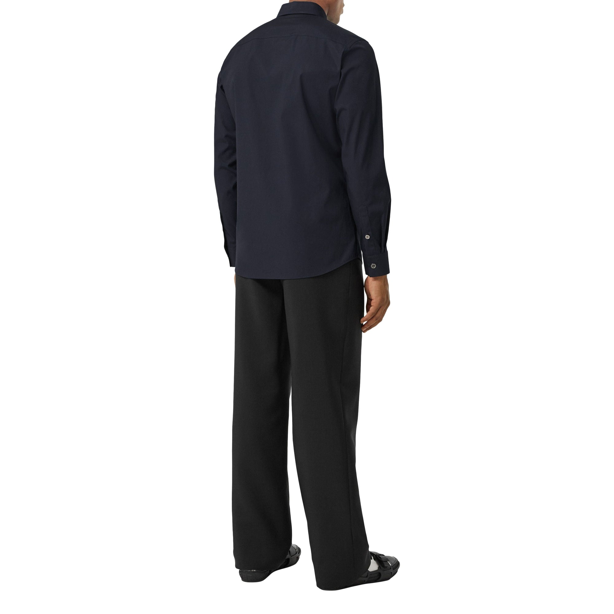 Chemise en popeline de coton stretch Monogram - Navy