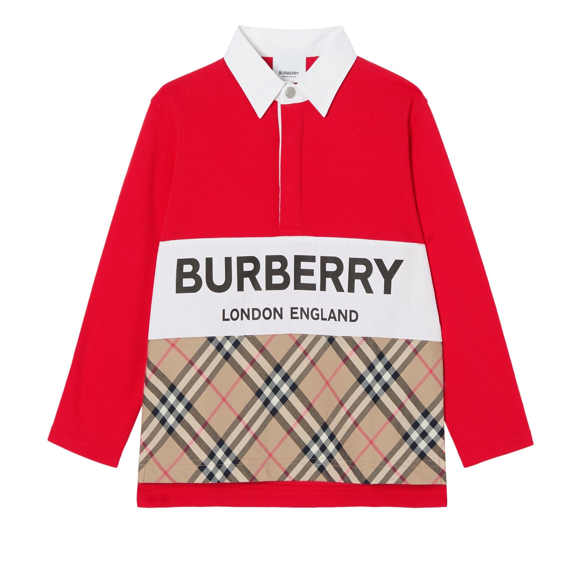 Polo à manches longues avec Vintage check et logo - Bright Red