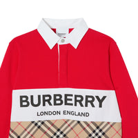 Polo à manches longues avec Vintage check et logo - Bright Red