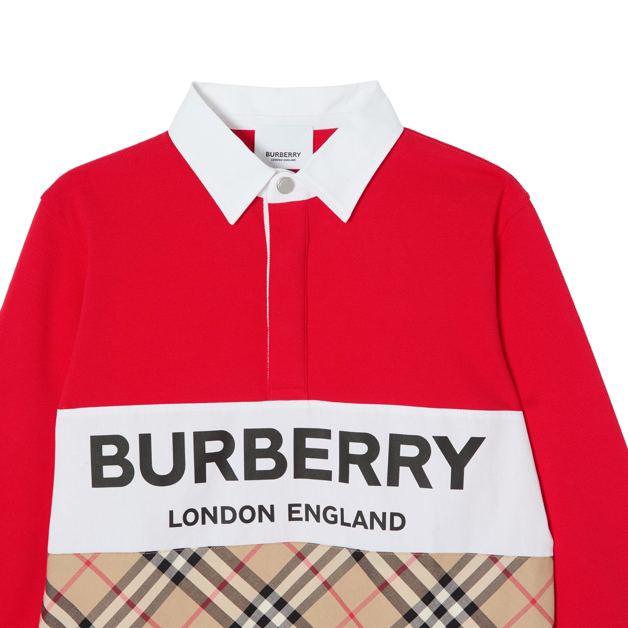 Polo à manches longues avec Vintage check et logo - Bright Red