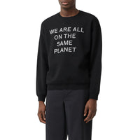 Pull en laine mérinos mélangée avec slogan - Black