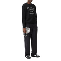 Pull en laine mérinos mélangée avec slogan - Black