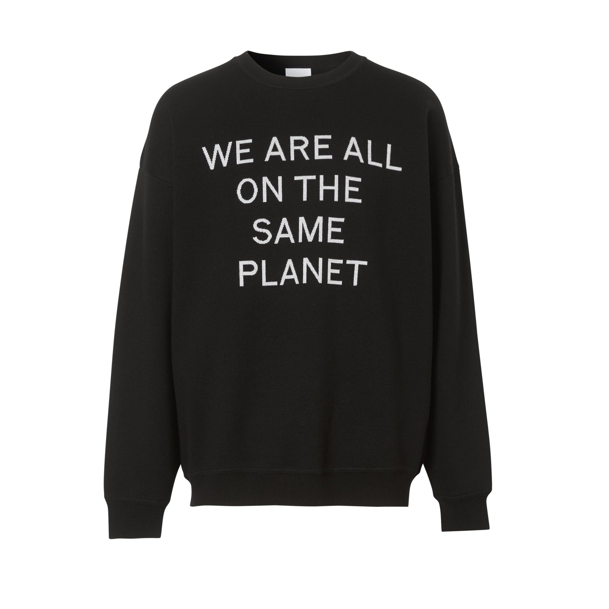 Pull en laine mérinos mélangée avec slogan - Black