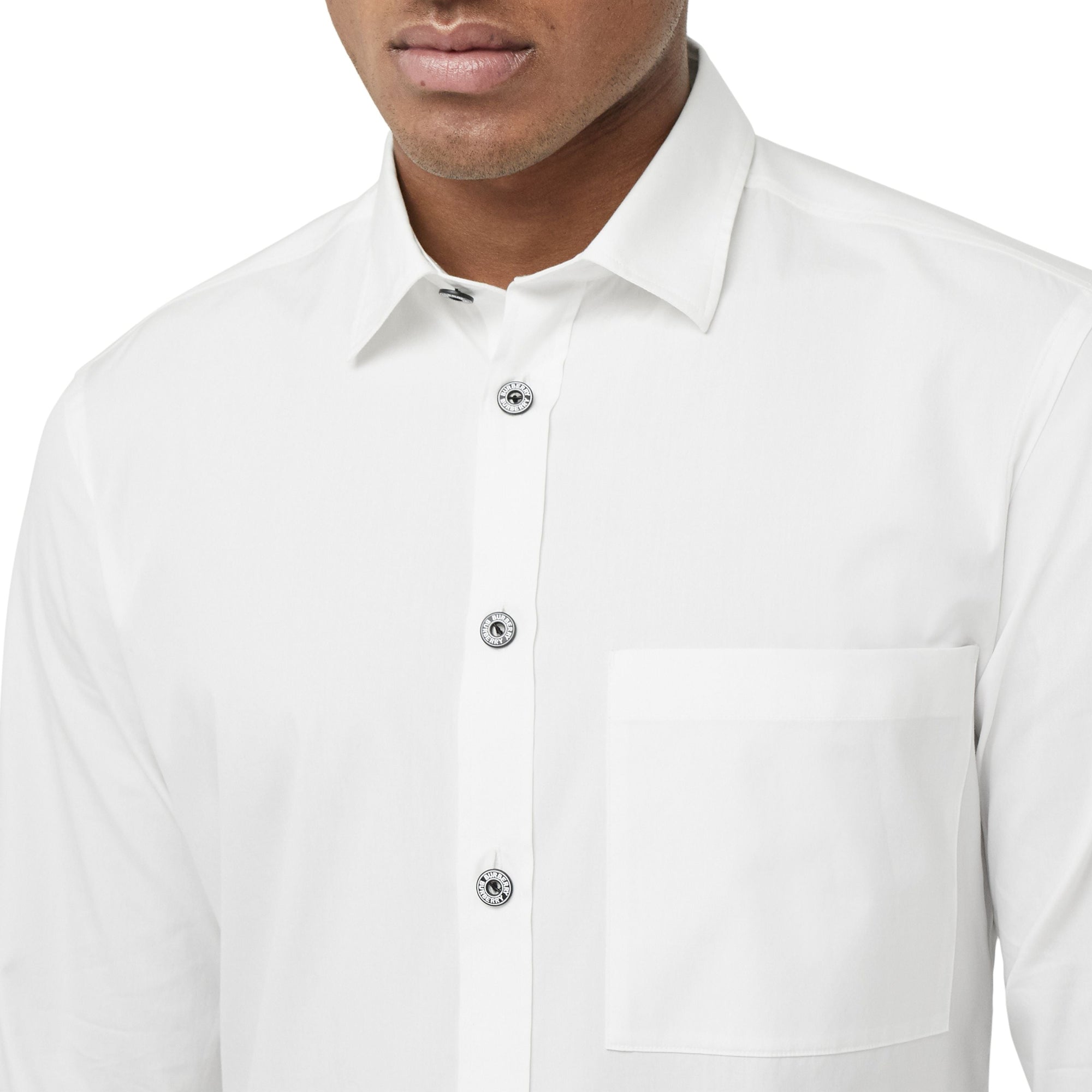 Chemise slim en popeline de coton stretch - White