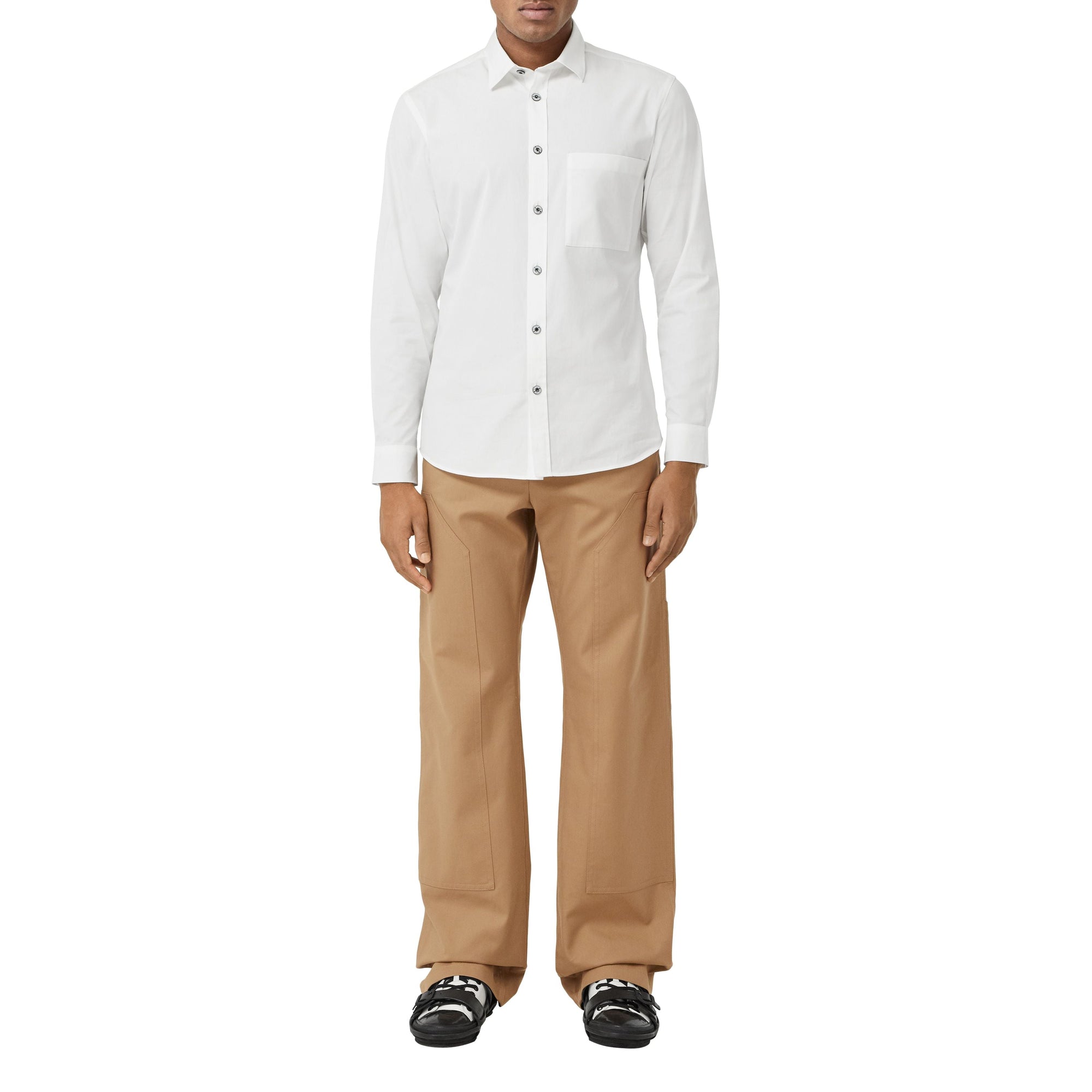 Chemise slim en popeline de coton stretch - White