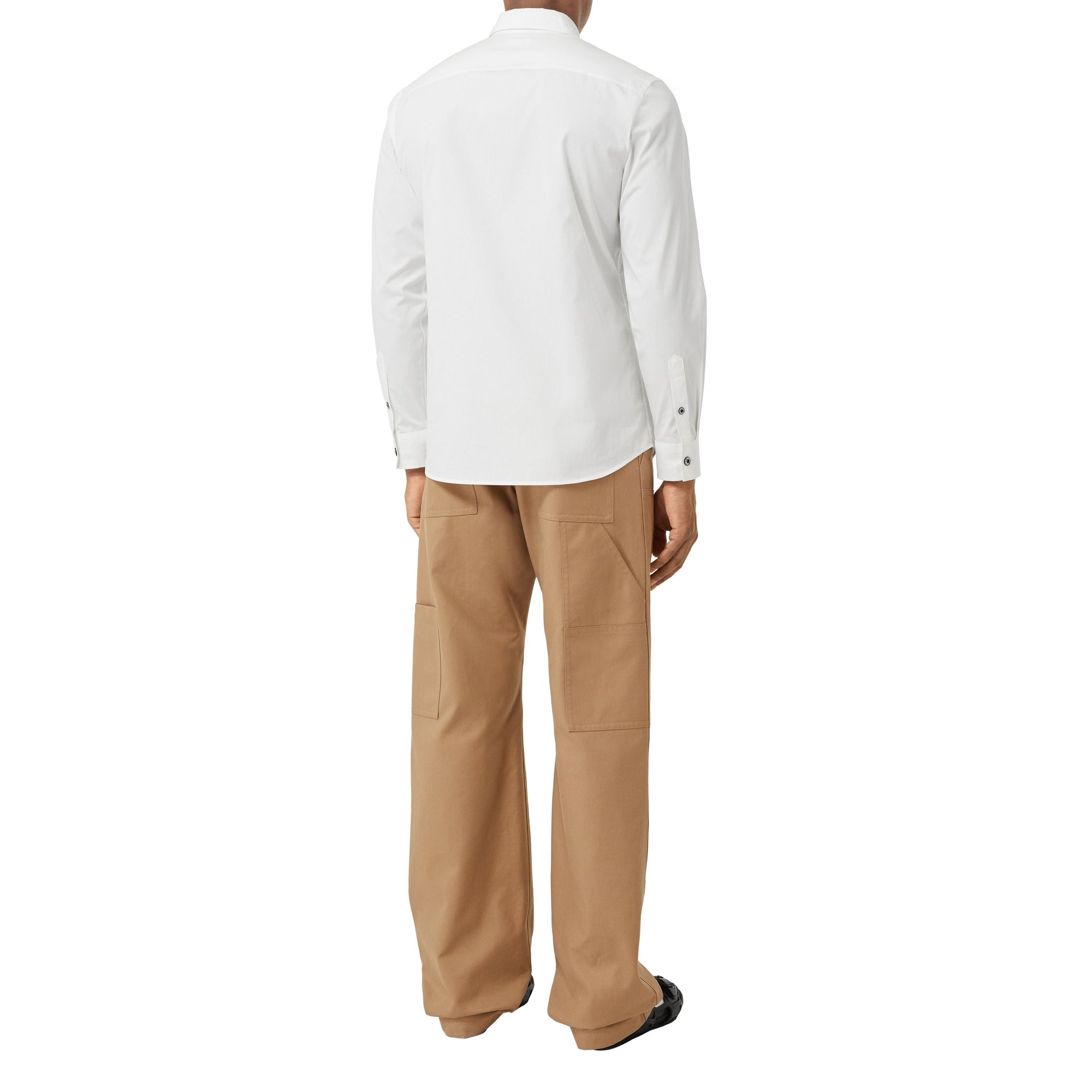 Chemise slim en popeline de coton stretch - White