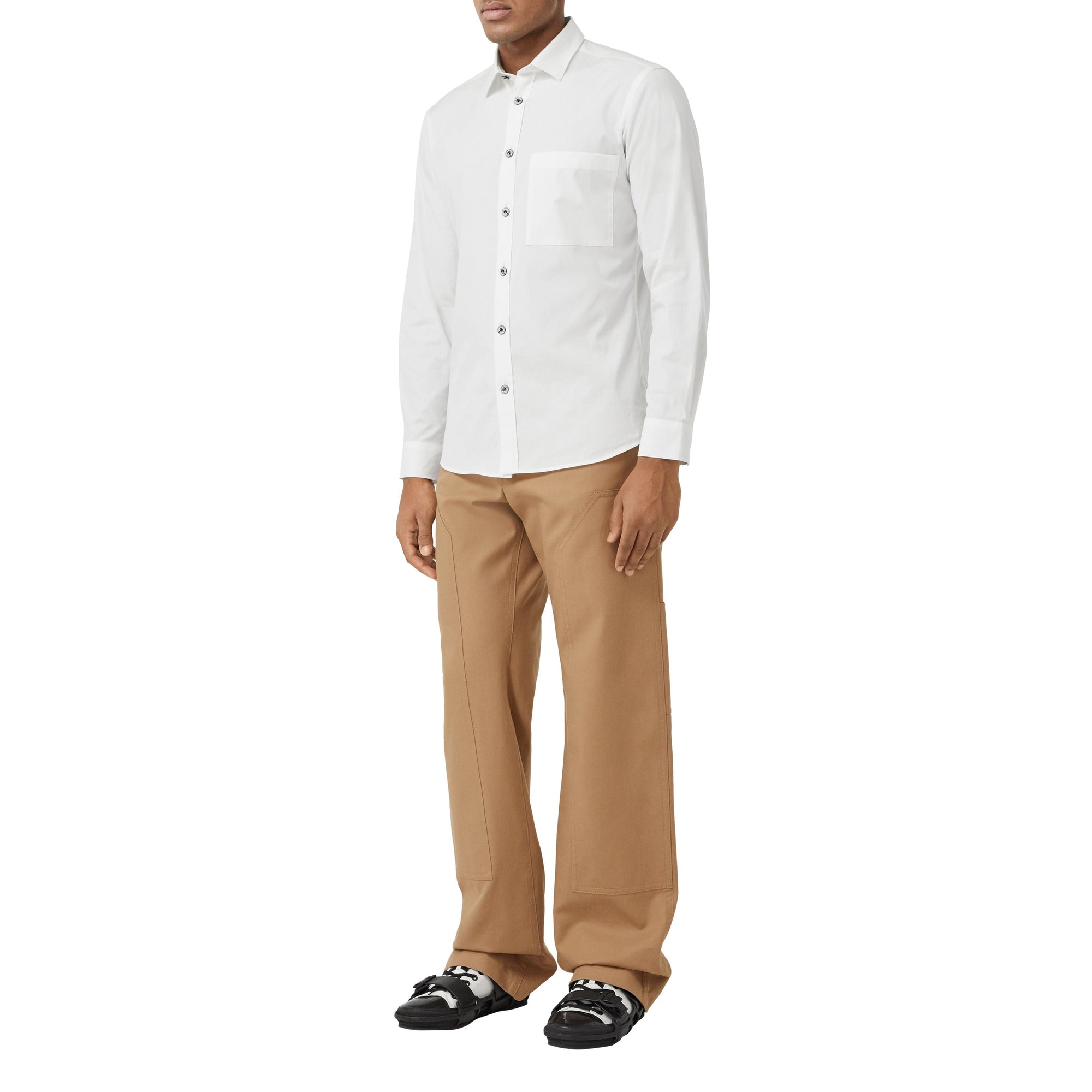 Chemise slim en popeline de coton stretch - White