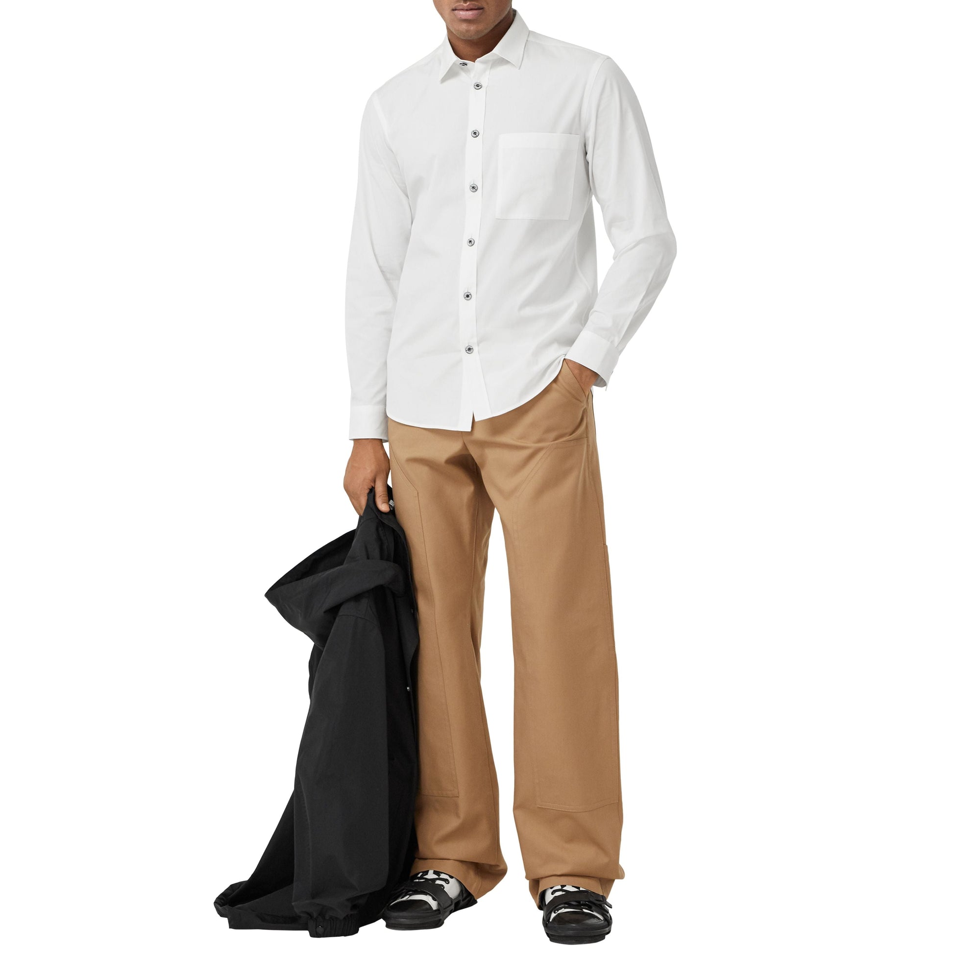 Chemise slim en popeline de coton stretch - White
