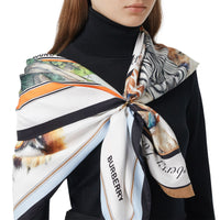 Foulard en soie à imprimé montage - Multicolour