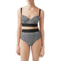 Bas de bikini vichy avec bande à logo - Black Check