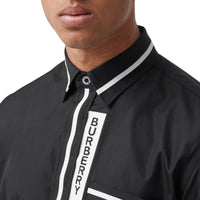 Chemise en popeline de coton avec logo appliqué - Black
