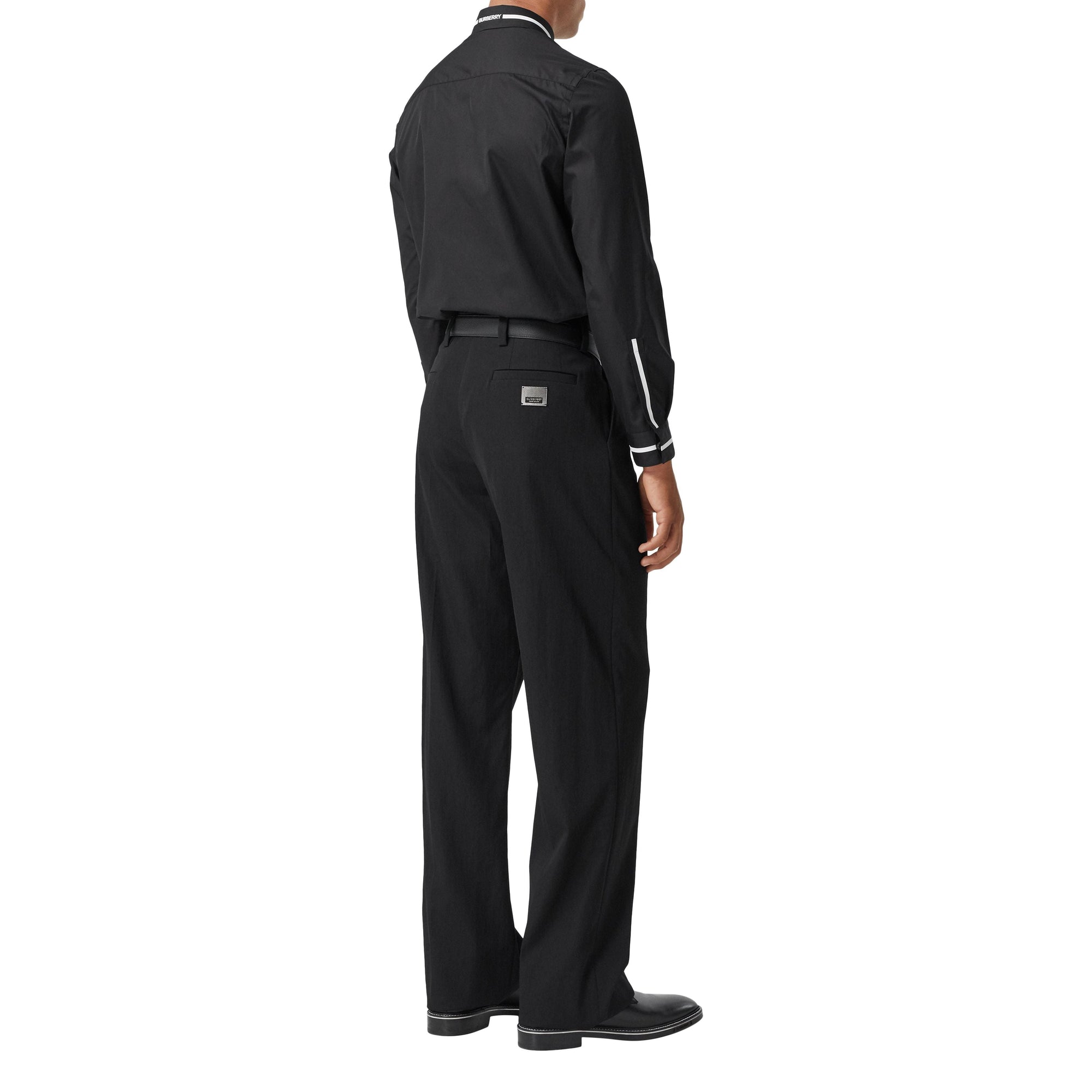 Chemise en popeline de coton avec logo appliqué - Black