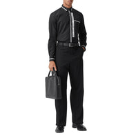 Chemise en popeline de coton avec logo appliqué - Black