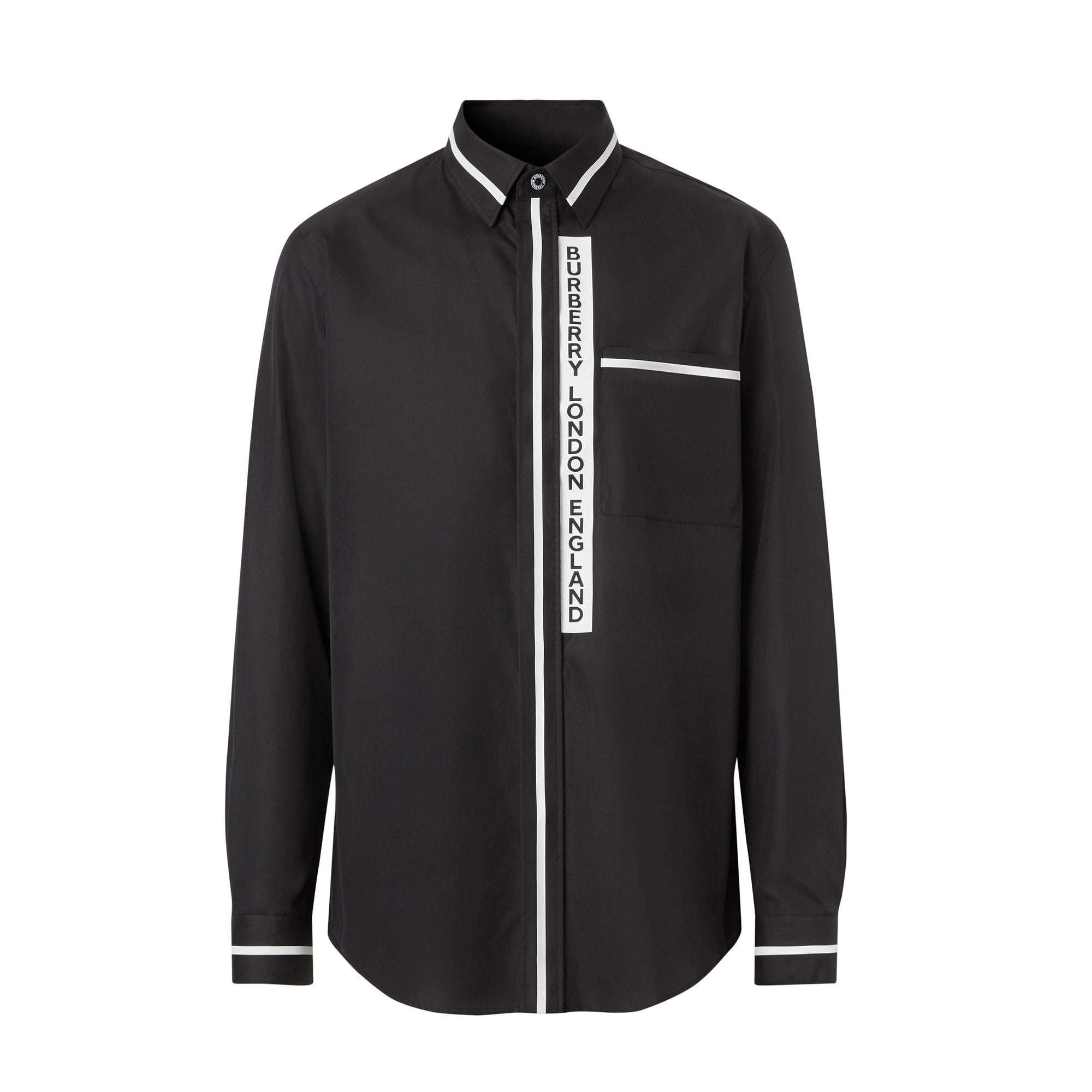 Chemise en popeline de coton avec logo appliqué - Black