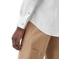 Chemise en lin avec logo brodé - White