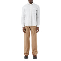 Chemise en lin avec logo brodé - White
