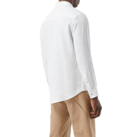 Chemise en lin avec logo brodé - White