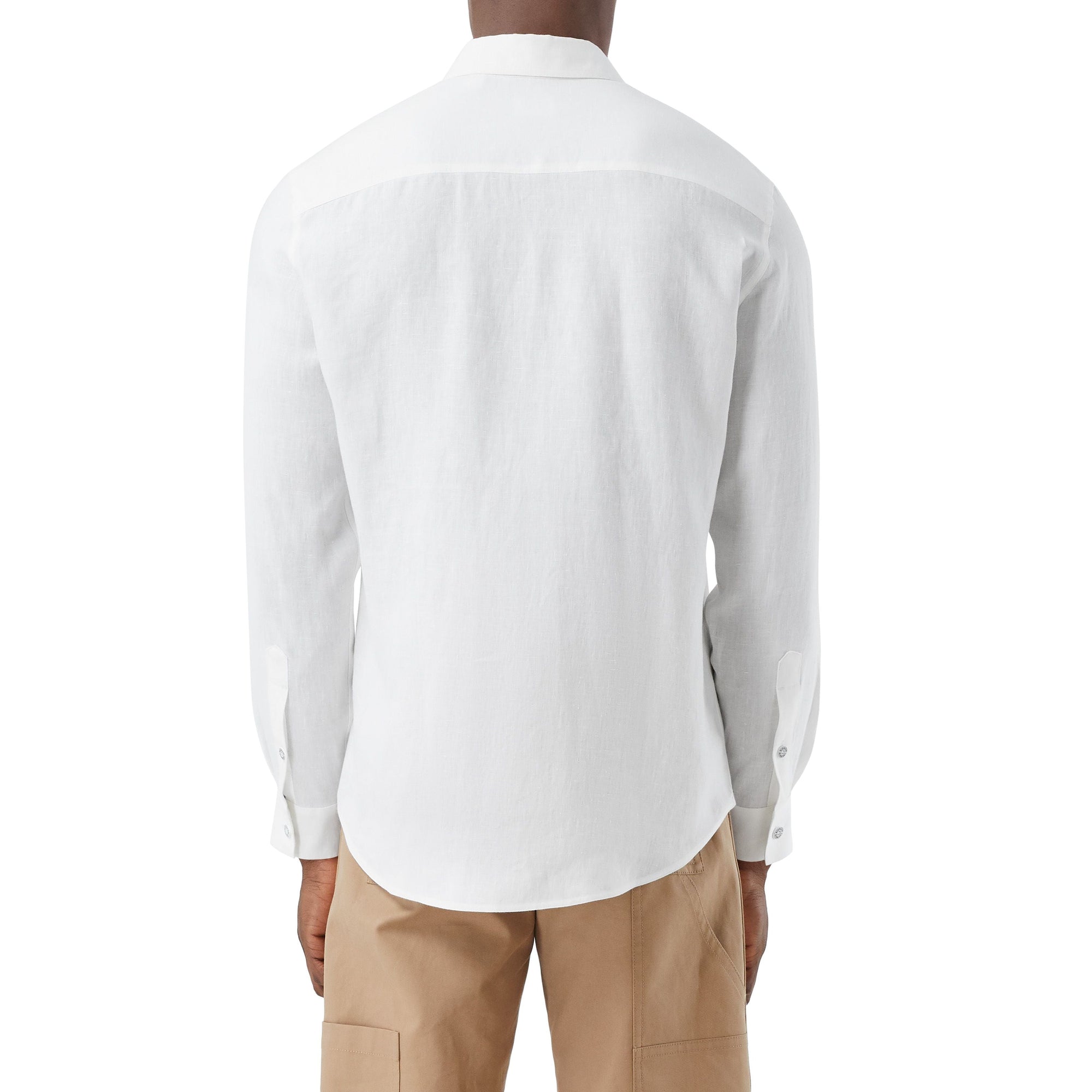 Chemise en lin avec logo brodé - White