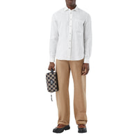 Chemise en lin avec logo brodé - White