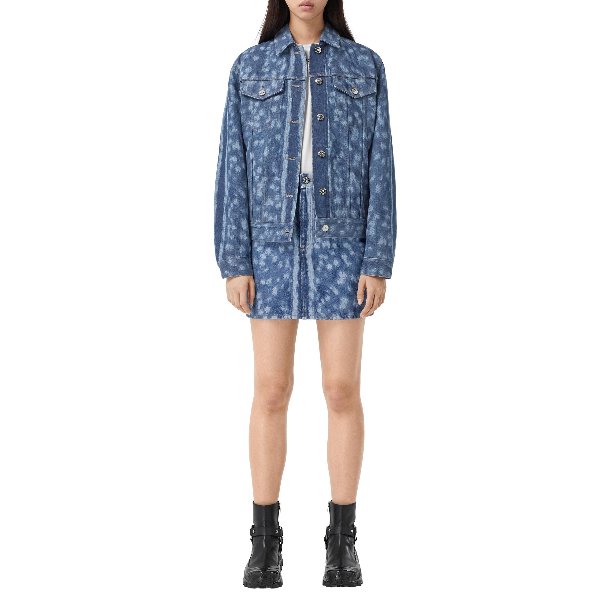 Veste en denim à imprimé daim - Mid Indigo