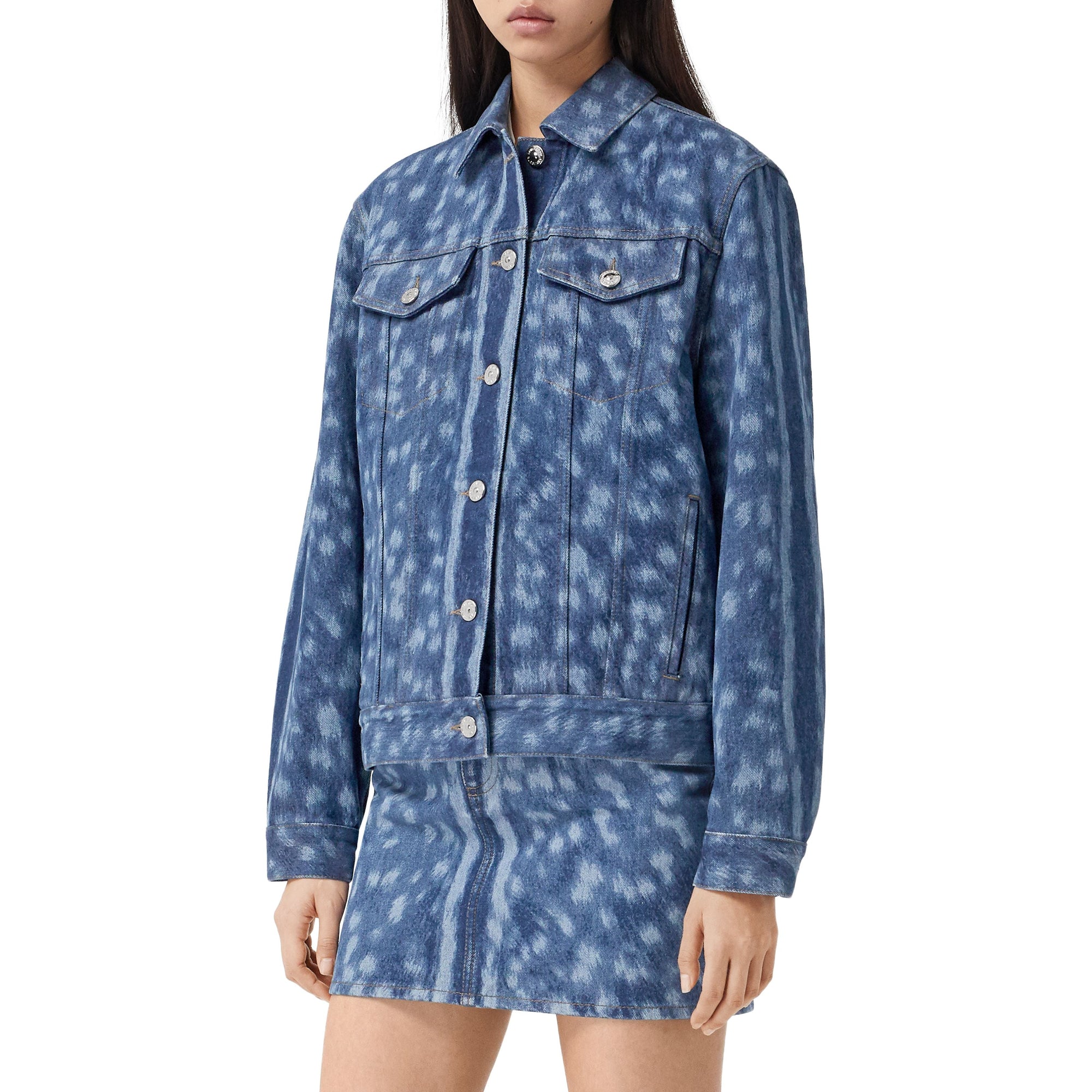 Veste en denim à imprimé daim - Mid Indigo