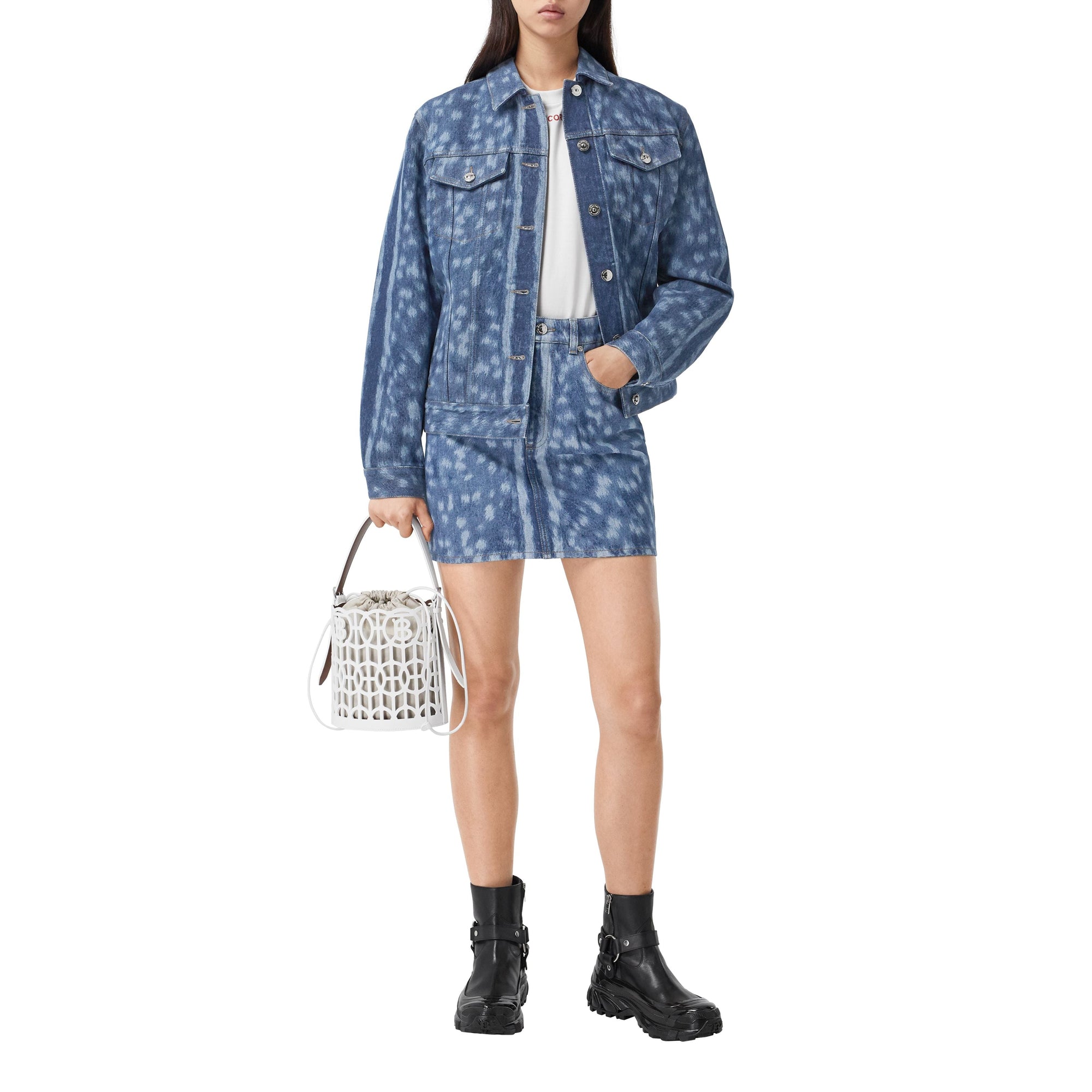 Veste en denim à imprimé daim - Mid Indigo