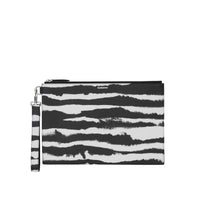 Pochette zippée en cuir à imprimé aquarelle - Zebra Print