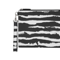 Pochette zippée en cuir à imprimé aquarelle - Zebra Print