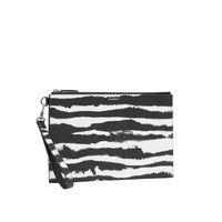 Pochette zippée en cuir à imprimé aquarelle - Zebra Print