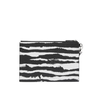 Pochette zippée en cuir à imprimé aquarelle - Zebra Print