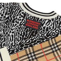 Robe pull en laine mérinos à motif check et léopard - Leopard Print