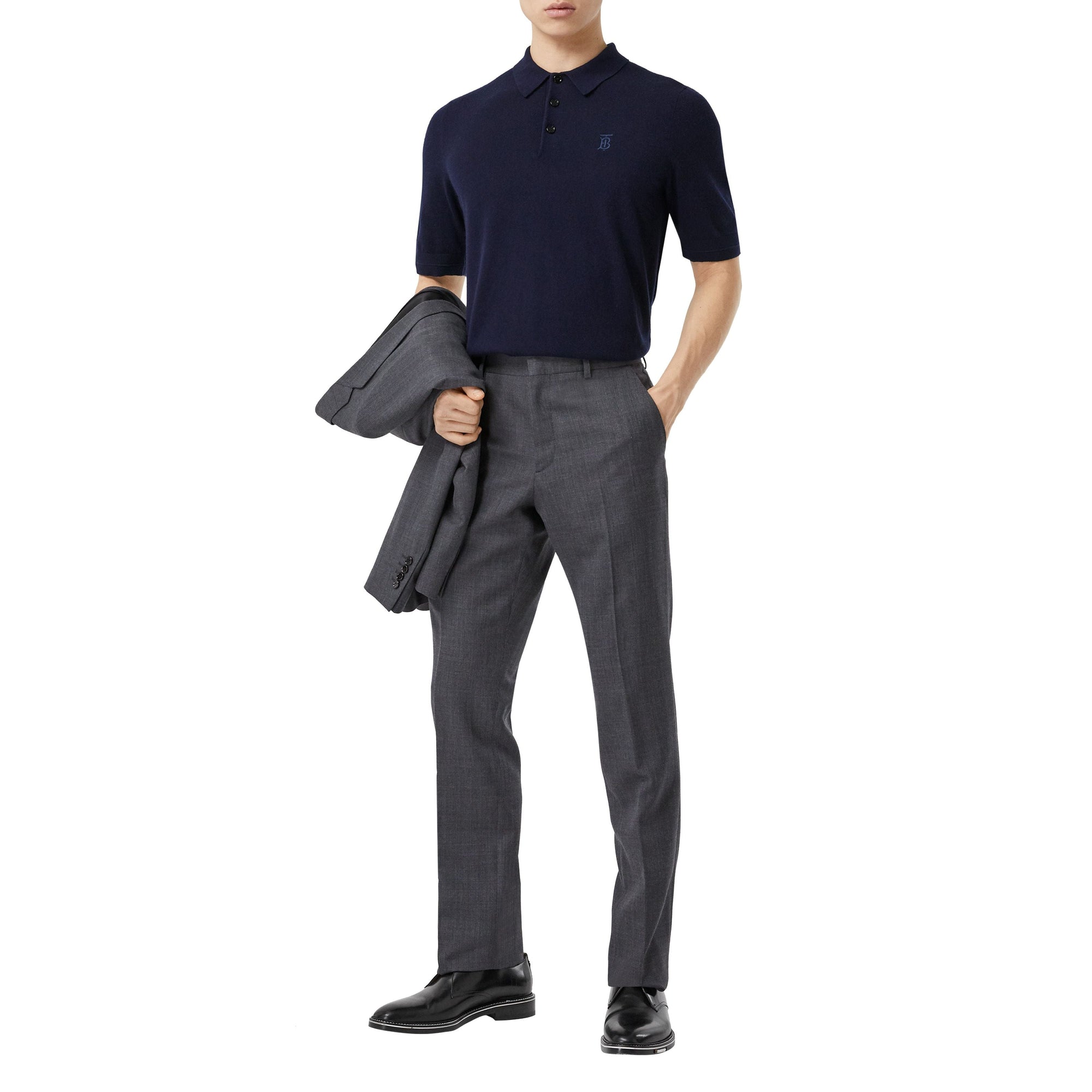 Polo en cachemire Monogram - Navy